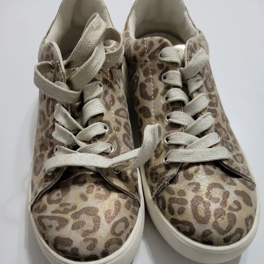Sophie17 Shoes Girls 4 Leapord Brown Sneaker Classic Lace Up Low Top Flat Animal